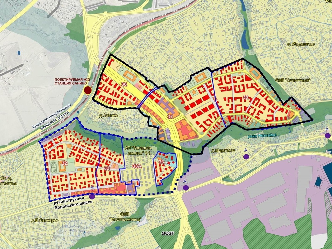 Новые жк на карте москвы. План застройки Кокошкино Санино. Генеральный план застройки Марушкино карта. Генеральный проектный план Кокошкино. Поселение Марушкинское Москва.